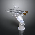 Dual Barrel Naval Weapon System With Aiming Device On Pedestal Mount 3d model