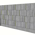 Modern Feature Wall Design With Gray Blocks And Yellow Vertical Lines 3d model