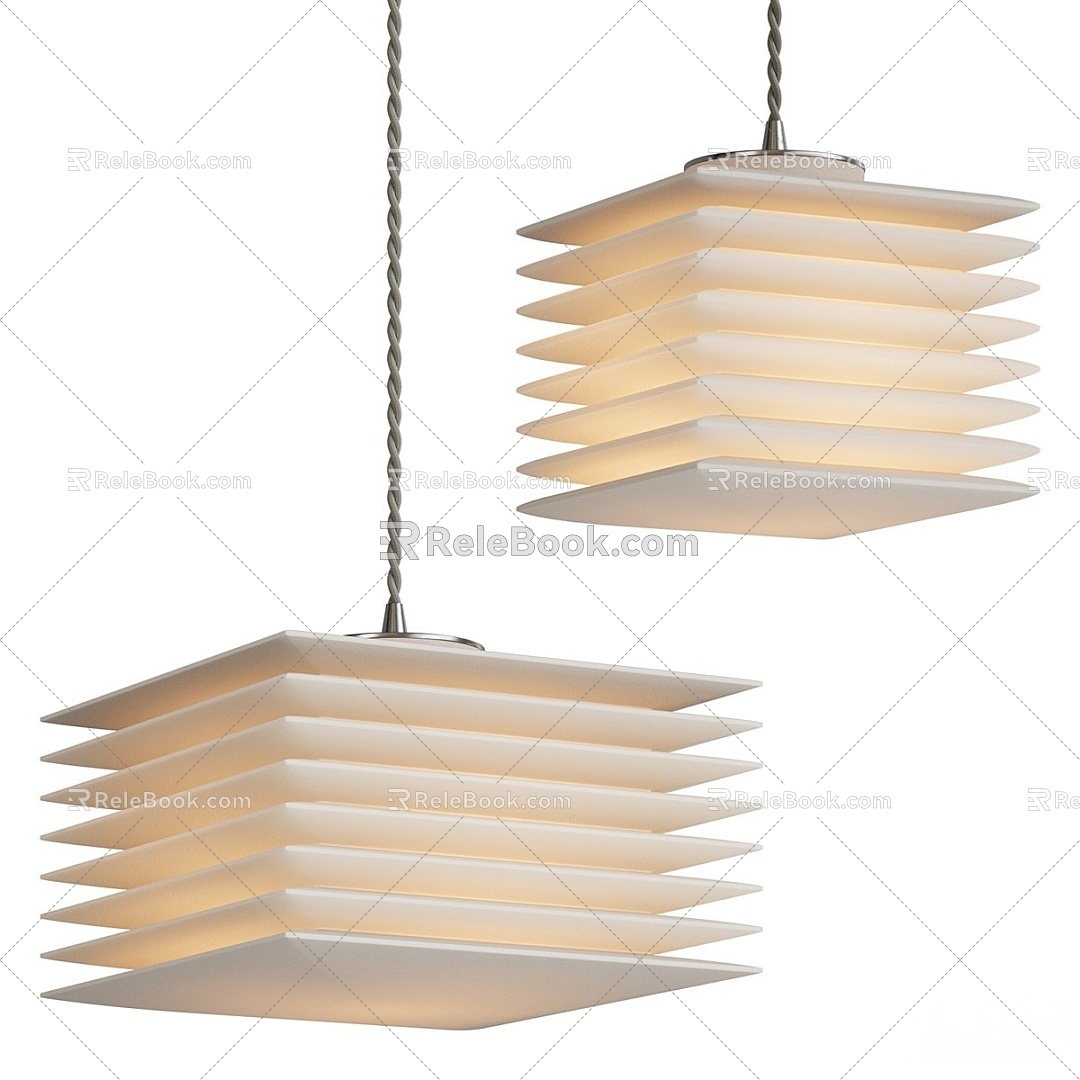 Modern Chandelier Decorative Chandelier Fabric Chandelier Restaurant Chandelier Square Chandelier Paper Chandelier Paper Chandelier New Chinese Chandelier 3d model