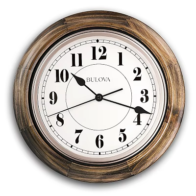 Bulova Classic Wall Clock with Wooden Frame White Dial and Black Numbers 3d model