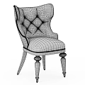 Tufted Accent Chair With Soft Gray Fabric And Rounded Wooden Legs