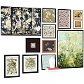 Collection of Assorted Framed Landscape Paintings with Natural Elements and Floral Designs
