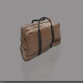 Brown Leather Duffle Bag With Black Handles On Gray Smooth Surface Reflection 3d model