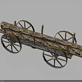 Antique Wooden Cart With Large Spoked Wheels Rustic Wooden Frame And Metal Rims