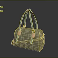 Stylish Grayish Green Handbag With Light Blue Handles And Pink Straps