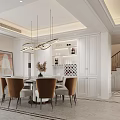 Elegant Modern Dining and Living Room Interior With Chandelier Piano Sofas And Decorative Carpet