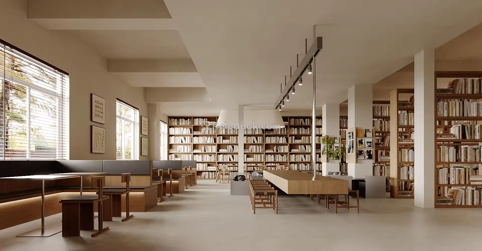 Log Style Cafe Log Style Coffee Book Bar Log Style Milk Tea Shop Coffee Shop Cabin Area Bookshelf Book Wall Hanging Bookshelf Library Reading Room Landscape 3d model