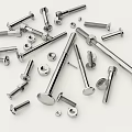 Various Hardware Tools With Silver Metal Bolts Nuts And Screws On White Background 3d model