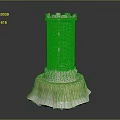Brick Castle Tower Model With Battlemented Top And Green Grassy Base 3d model
