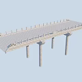 Modern Concrete Bridge With Gray Deck And Circular Railing Ornaments 3d model