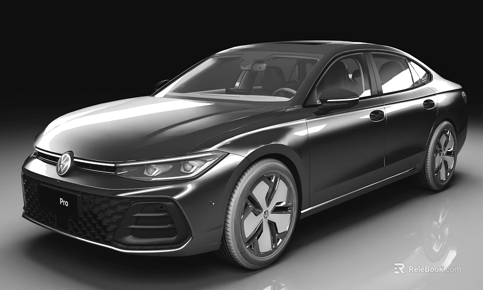 Black Volkswagen Coupe With Sleek Body Sporty Front And Pro Badge 3d model 
