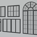 Curved window combination floor-to-ceiling window round window casement window aluminum alloy window 3d model