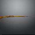 Vintage Long Gun Weapon Featuring Orange Wooden Stock And Extended Barrel
