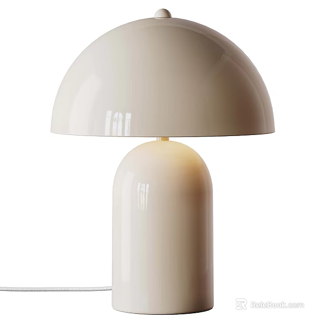 Modern Abstract Floor Lamp with Smooth Curved White Body and Dome Shade 3d model 