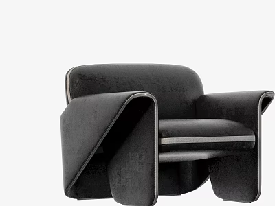 Stylish Black Leisure Chair with Modern Curved Armrests and Unique Structure 3d model