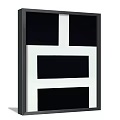 Blue and White Geometric Decorative Artwork With Black Frame on Light Colored Wall 3d model
