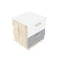 Modern Two Tone Nightstand With Two Drawers And Natural Wooden Frame Design