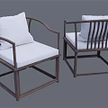 Modern Wooden Frame Dining Chairs With White Cushions And Slatted Backrest