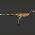 Realistic Brown Dinosaur With Yellow Stripes Colorful Crest And Open Mouth