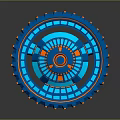 Futuristic Spacecraft Component 3D Model With Circular Blue Orange Illuminated Design For Space Exploration Technology 3d model