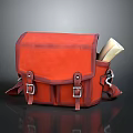 Red Leather Daily Essentials Bag With Metal Buckles And Rolled Papers Inside