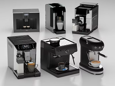 Various Modern Kitchen Coffee Machines With Different Styles And Functional Features 3d model