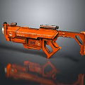 Orange Futuristic Sci Fi Weapon With Sleek Mechanical Structure And Reflective Surface 3d model