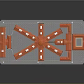 Symmetrical Historic Architectural Model Featuring Red Roof Central Circular Section And Wings