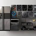 Modern Kitchen Appliances Collection Including Refrigerator Induction Cooktops Microwave And Oven