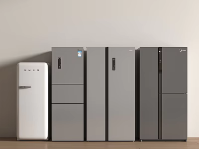 Refrigerators and Freezers in Various Styles and Colors for Modern Home Kitchens 3d model