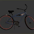 Stylish Blue Bicycle With Red Rim Wheels Black Seat And Handlebars