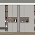 Modern White Shoe Cabinet Interior With Storage Shelves Coat Rack And Decor Items