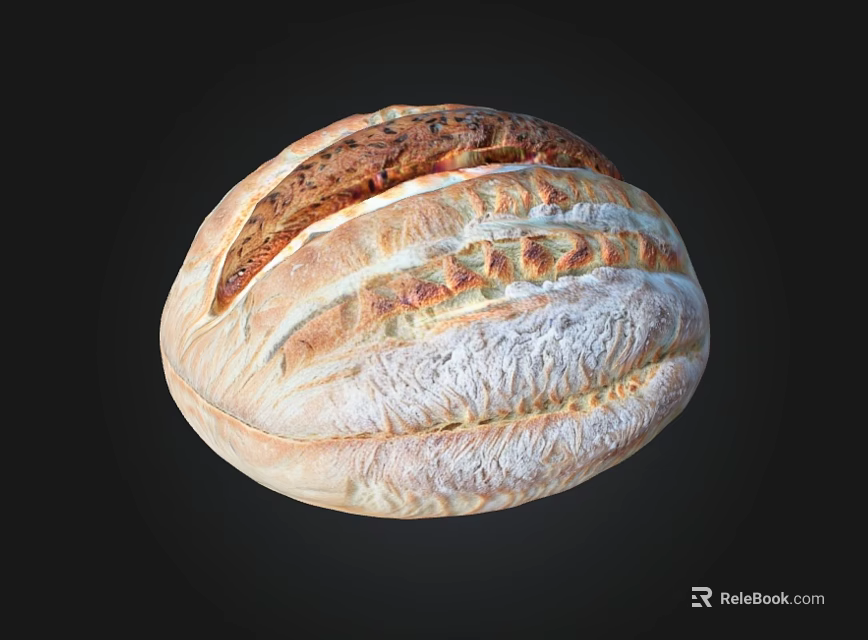 Artisan Bread Freshly Baked Crusty Loaf With Golden Brown Surface And Decorative Slashes 3d model 