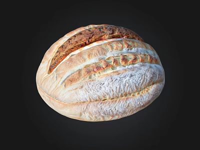 Artisan Bread Freshly Baked Crusty Loaf With Golden Brown Surface And Decorative Slashes 3d model