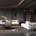 Modern Living Room Design With L shaped Sofa Throw Pillows Round Coffee Table And Fern Plant