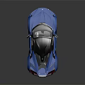 Blue Modern Sports Car With Sleek Design Red Wheels And Black Accents