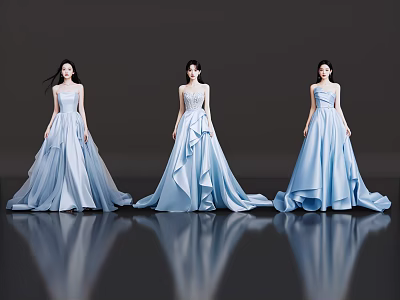 2D modern character catwalk fashion model evening dress model fashion clothing show modern beauty 3d model