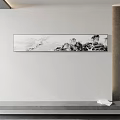 Traditional Chinese Black and White Mountain Water Landscape Painting Hanging on Modern Interior Wall