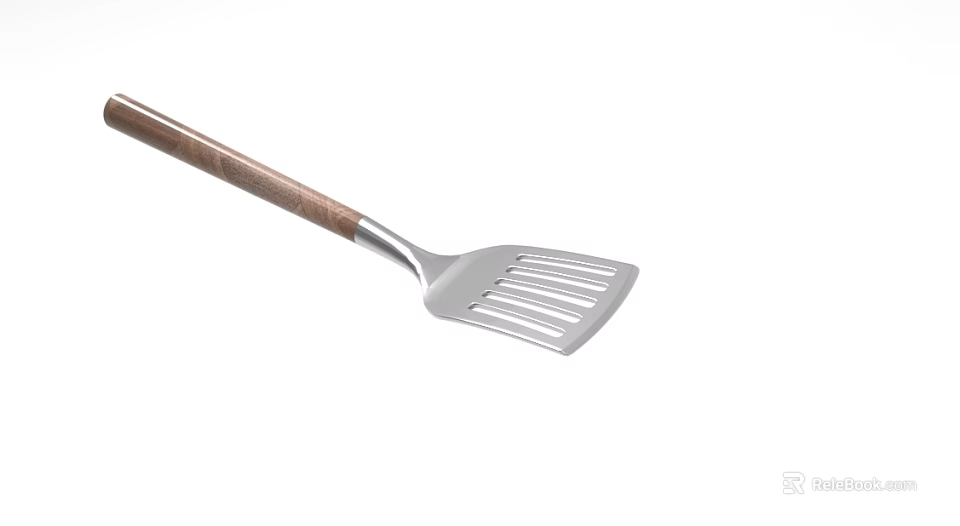 High Quality Stainless Steel Spatula With Wooden Handle For Kitchen Cooking Use 3d model 