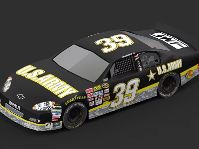 Black U.S. Army Race Car With Number 39 And Sponsor Logos 3d model