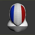 Fencing Weapon Protective Helmet Featuring Red White Blue Design And Mesh