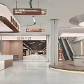 Modern Shopping Mall Store Interior With Floor Directory Signs Escalator Supermarket Entrance And Reception Desk