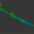 Teal Colored Futuristic Weapon With Sleek Metallic Hilt Ring Accent And Long Blade