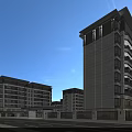 Modern Multi storey Residential Building in Green Community with Lush Greenery and Blue Sky