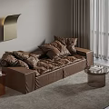 BAXTER leather multi-person sofa tofu block sofa wall lamp acrylic side corner a few n 3d model