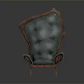 Vintage Office Chair With Wooden Frame Padded Green Brown High Back Button Tufted Elegant Design