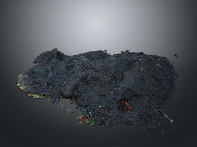 Modern Scene With Black Organic Waste Pile And Colored Debris Fragments 3d model
