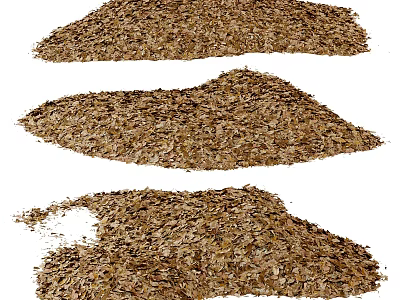 Three Piles of Brown Natural Wood Chips with Irregular Shapes and Texture 3d model