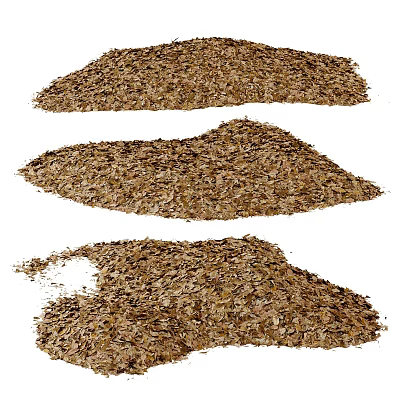 Three Piles of Brown Natural Wood Chips with Irregular Shapes and Texture 3d model