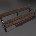 Sturdy Outdoor Wooden Bench With Metal Armrests And Reinforced Metal Frame Structure